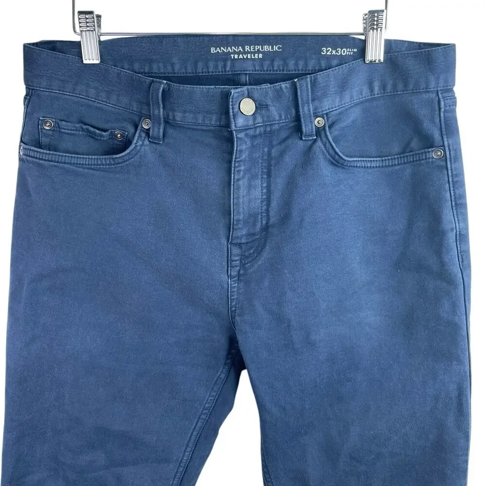 Banana Republic Traveler Blue Slim Fit Straight Stretch Denim Jeans Sz 32x30